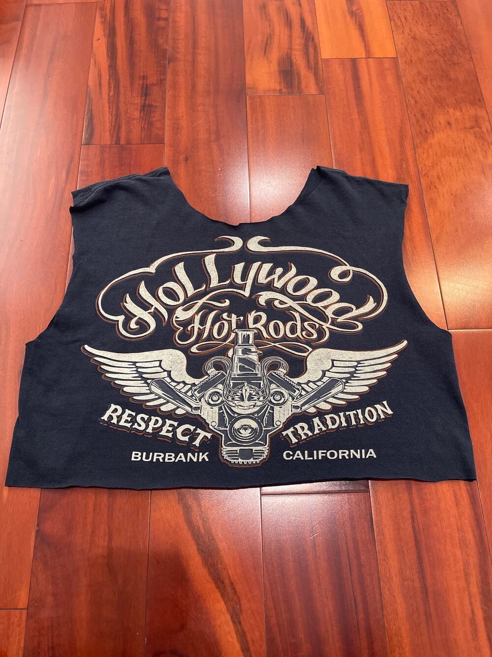 Vintage cropped Hollywood, hot rods T-shirt men’s large - Picture 1 of 3